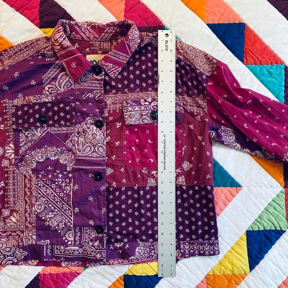 Southwestern bandana print button-up light shirt jacket in Purple - Picture 6 of 8
